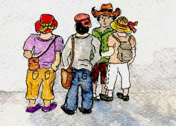 Now Where Do We Go? Ginny Bores Madison WI watercolor & ink NFS